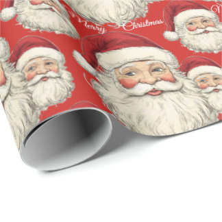 Papier Cadeau Jolly Père Noël Face Rouge
