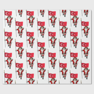 Papier Cadeau Jolly Santa Claus Avec Drapeau De Turquie
