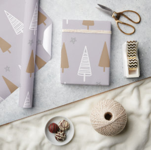 Papier Cadeau Jote Boho Pastel sapin de Noël Vacances boisées