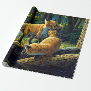 Papier Cadeau Jouer de mignons Pups Red Fox