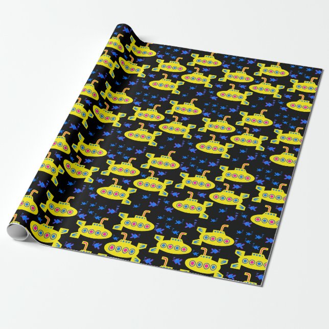 Papier Cadeau Jouer des sous-marins jaunes Noirs (Déroulé)