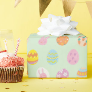 Papier Cadeau Jouer Pastel Oeufs de Pâques & Bunnies Printemps V