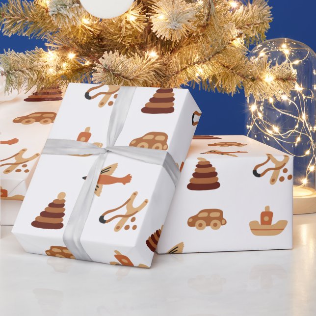 Papier Cadeau Jouet pour enfants blanc mignon Voiture Avion Papi (Vacances)