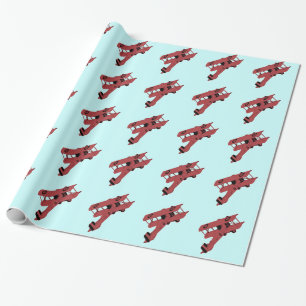 Papier Cadeau jouet vintage rouge de biplan