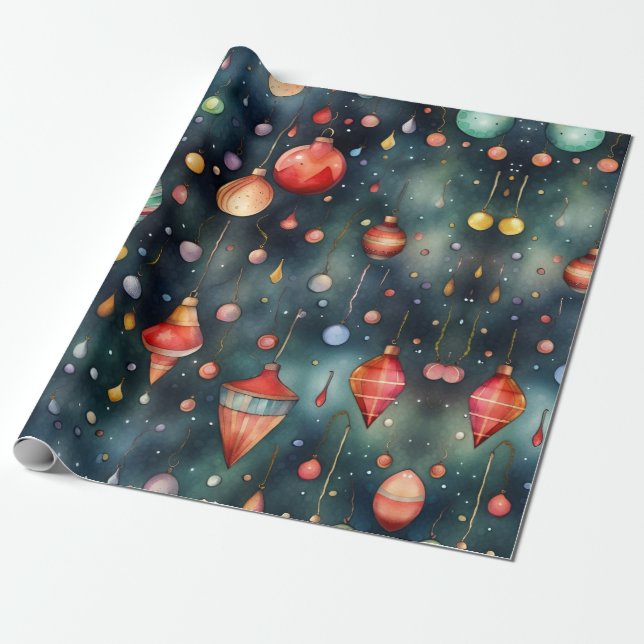 Papier Cadeau Jouets de Noël, aquarelle de décoration (Déroulé)