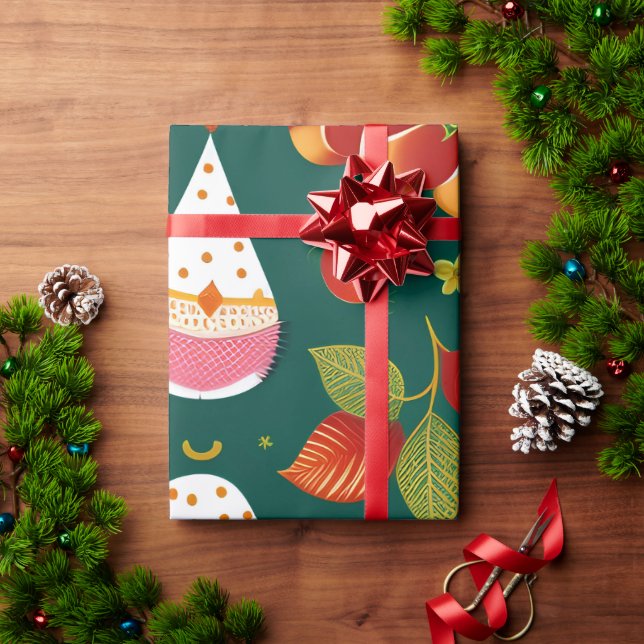 Papier Cadeau Jouets de Noël du Père Noël Motif rétro (Cadeau de vacances)