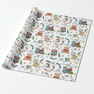 Papier Cadeau Jouets nostalgiques classiques de Noël Toyland