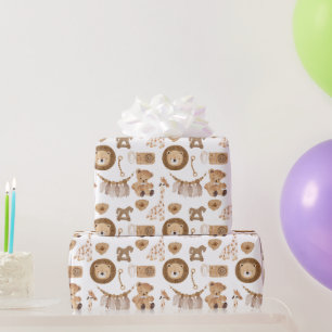 Papier Cadeau Jouets vintages pour enfants, Lion, Ours, Cheval R