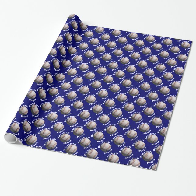Papier Cadeau Joueur de baseball au-dessus de bleu (Déroulé)