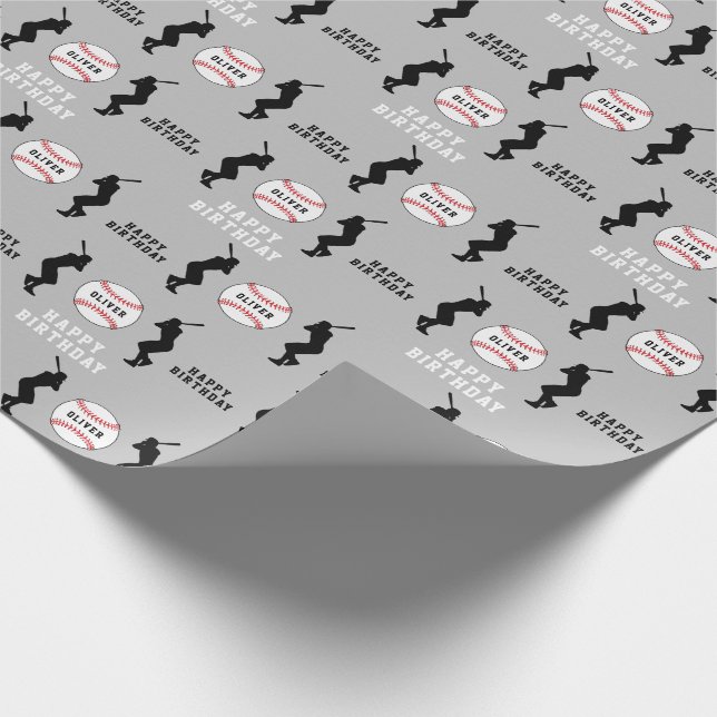 Papier Cadeau Joueur de baseball Ball Nom Enfants Anniversaire (Coin)