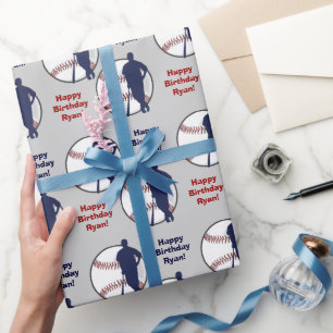 Papier Cadeau Joueur de baseball personnalisé Anniversaire