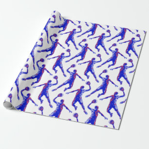 Papier Cadeau Joueur de basket Slam Dunk, Red and Blue Design
