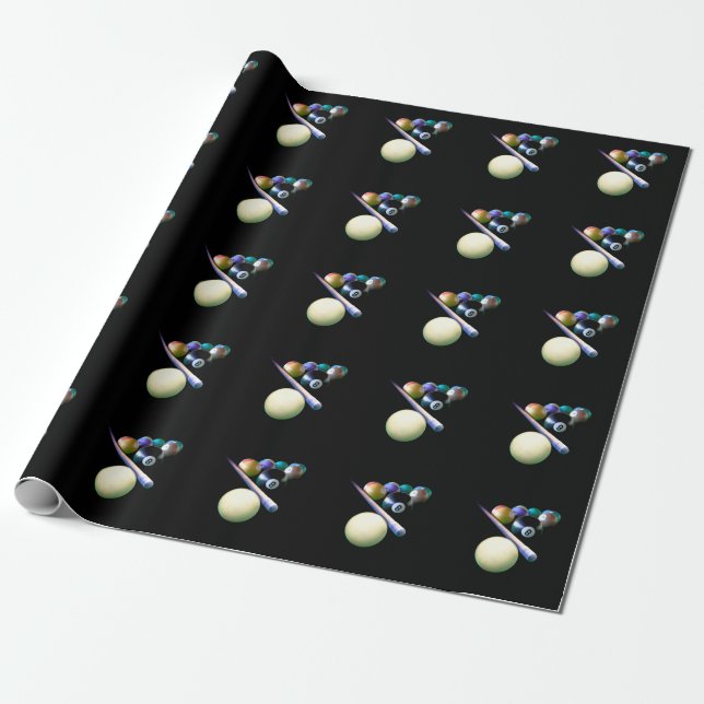 Papier Cadeau Joueur de billard Billard Balls Cue Snooker (Déroulé)