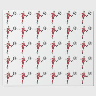 Papier Cadeau Joueur de football rétro frappant le ballon en vol