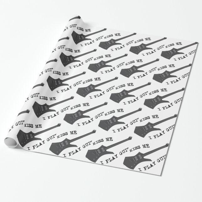 Papier Cadeau Joueur de guitare Kiss Me (Déroulé)