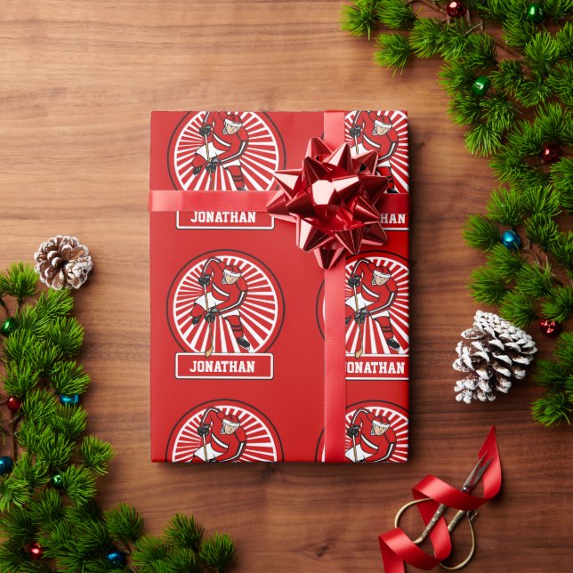 Papier Cadeau Joueur de hockey d'ice (Cadeau de vacances)