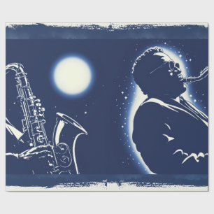 Papier Cadeau Joueur de saxophone blues Pop Art Musiciens Musiqu