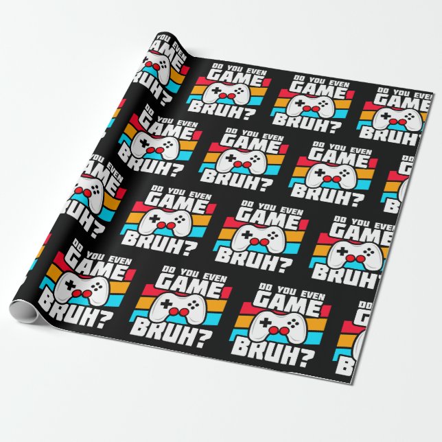 Papier Cadeau Joueur vidéo - Jeu vidéo - Joueur amusant (Déroulé)