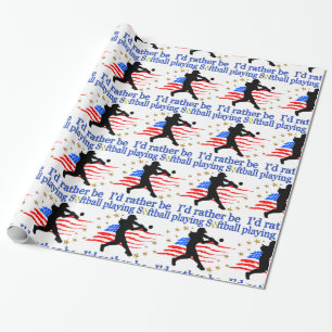 PAPIER CADEAU JOUEUSE DE SOFTBALL USA AIME LE DESIGN DE SOFTBALL