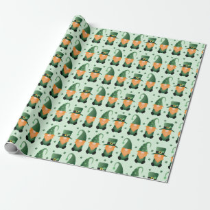 Papier Cadeau Jour de la Saint Patrick Gnome Motif