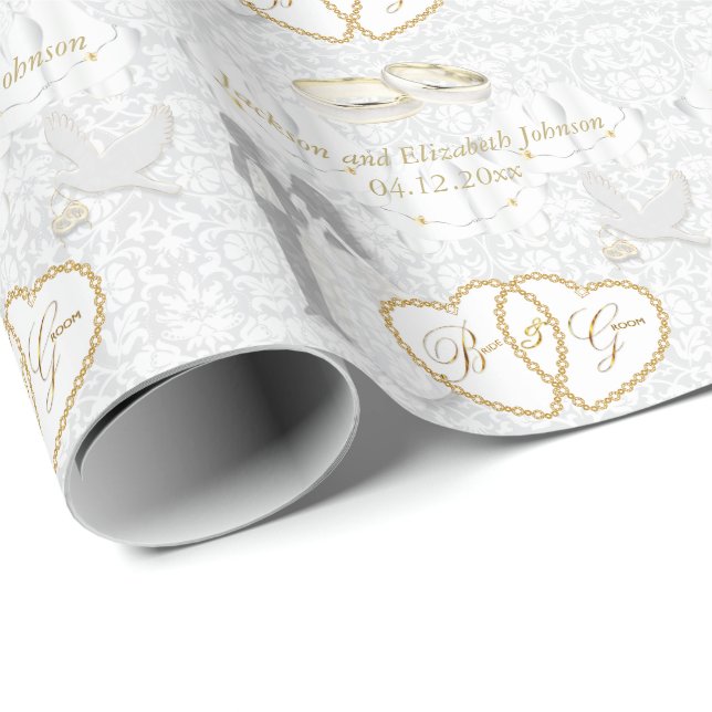 Papier Cadeau Jour de mariage de mariée et de chambre (Coin rond)