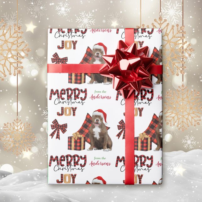 Papier Cadeau Jour de Noël du Chien taureau à pois de buffle (Créateur téléchargé)