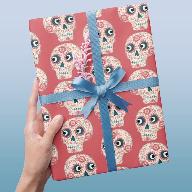 Papier Cadeau Jour du crâne de sucre de la feuille d'enveloppeme (Créateur téléchargé)