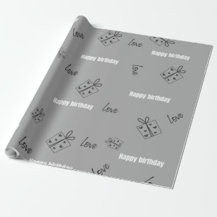 Papier Cadeau Jour heureux gris moderne