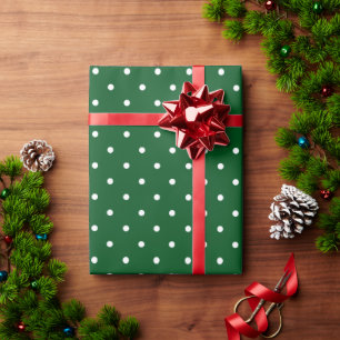 Papier Cadeau Jour vert blanc Polka Dot