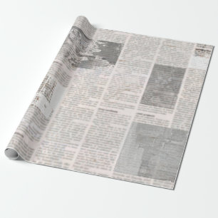 Papier Cadeau Journal avec vieux texte illisible. Grunge vintage