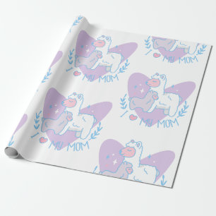 Papier Cadeau journée des mères heureuses llama bébé