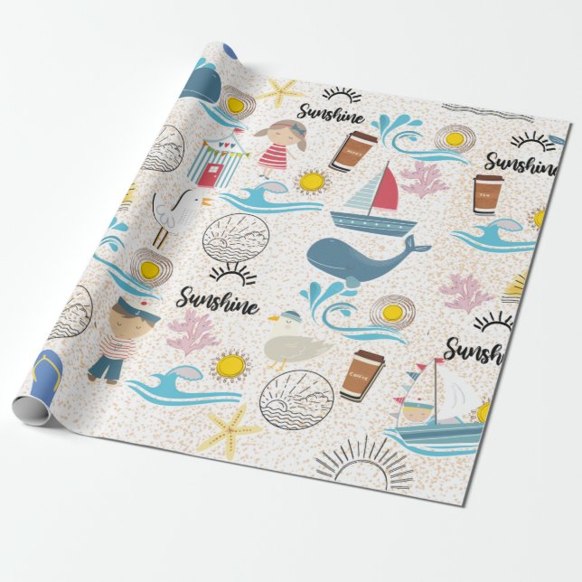 Papier Cadeau jours de plage papier d'emballage (Déroulé)