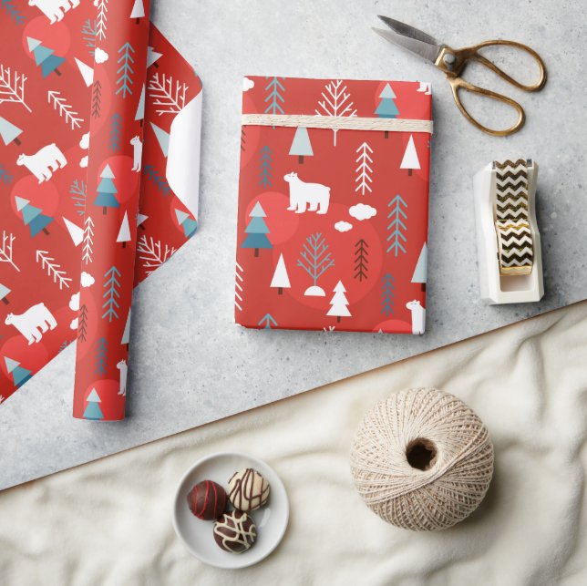 Papier Cadeau Jours fériés modernes chic Hiver Ours polaire (Artisanat)