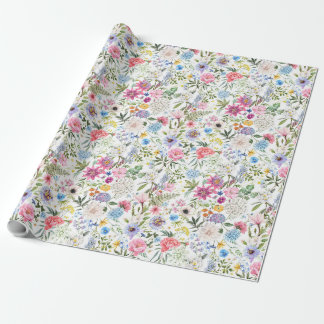 Papier Cadeau Joy Botanical Floral Festive Jardin Motif rose