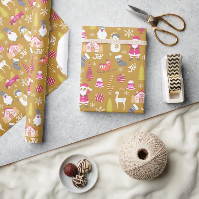 Papier Cadeau Joy Christmas Gold (Artisanat)