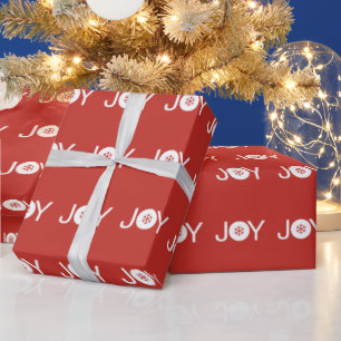 Papier Cadeau Joy Christmas Red Wrapper Papier
