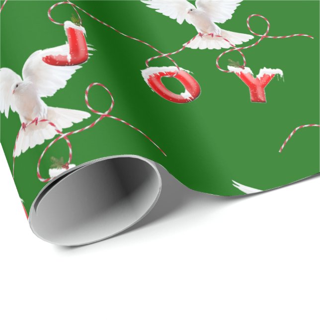 Papier Cadeau Joy et White Dove sur le papier d'enveloppement ve (Coin rond)