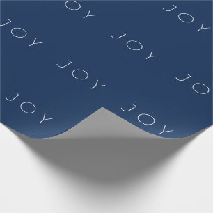 Papier Cadeau Joy Minimalist Marine Motif de typographie bleue