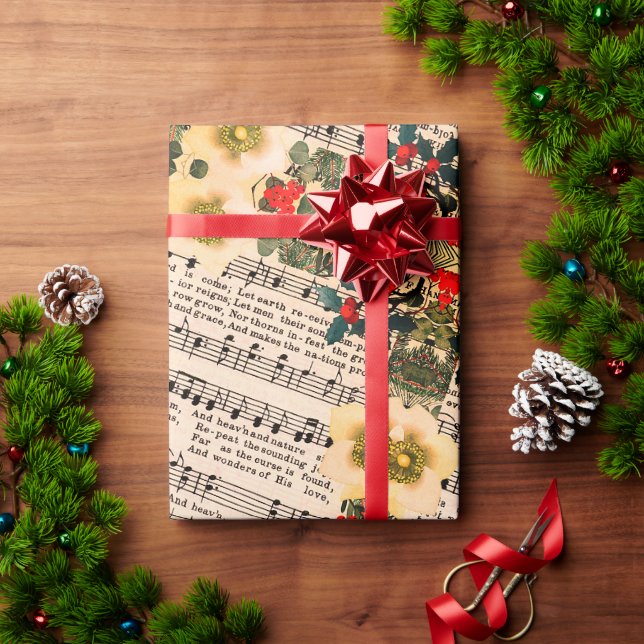 Papier Cadeau Joy to the World Sheet Music Wrapping Paper (Cadeau de vacances)