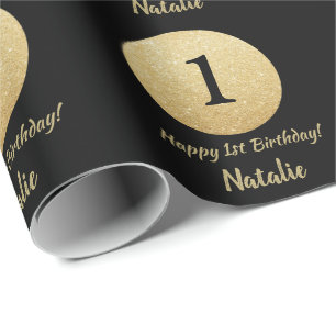 Papier Cadeau Joyeuse 15e anniversaire Parties scintillant noire