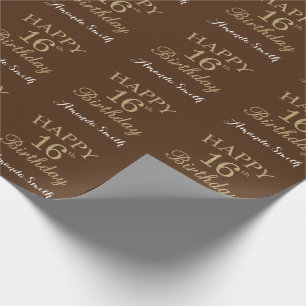 Papier Cadeau Joyeuse 16e anniversaire Parties scintillant or et