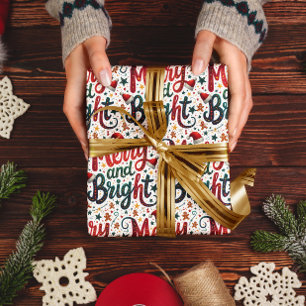 Papier Cadeau Joyeuse et brillante couleur Festif Typographie ré