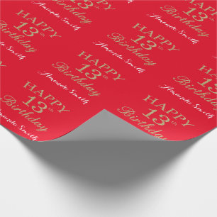 Papier Cadeau Joyeuse Parties scintillant d'or du 13e anniversai