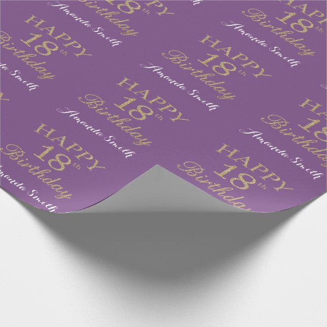 Papier Cadeau Joyeuse Parties scintillant d'or du 18e anniversai (Coin)