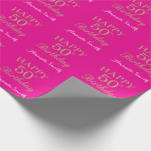 Papier Cadeau Joyeuse Parties scintillant d'or du 50e anniversai