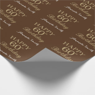 Papier Cadeau Joyeuse Parties scintillant d'or du 60e anniversai