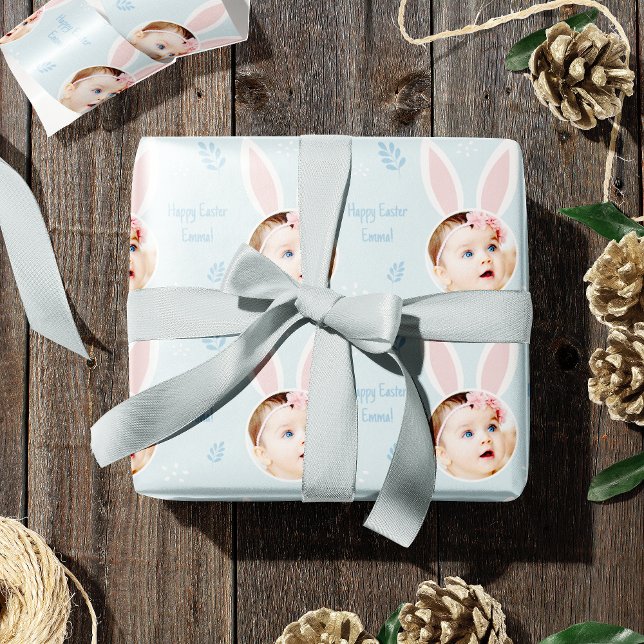 Papier Cadeau Joyeuse photo pour enfants de Pâques avec des orei (Créateur téléchargé)
