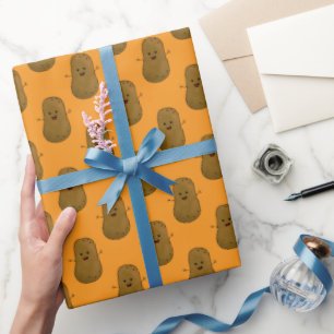 Papier Cadeau Joyeuse pomme de terre douce orange
