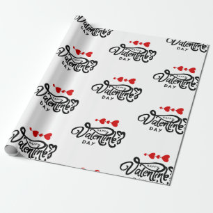 Papier Cadeau Joyeuse Saint-Valentin Cœur Rouge Flèches Romance 