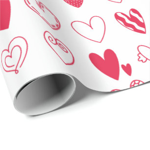 Papier Cadeau Joyeuse Saint Valentin cœurs d'amour